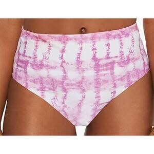 BAR III Women's Purple Tie Dye Full Coverage High Waisted Swimsuit Bottom Medium